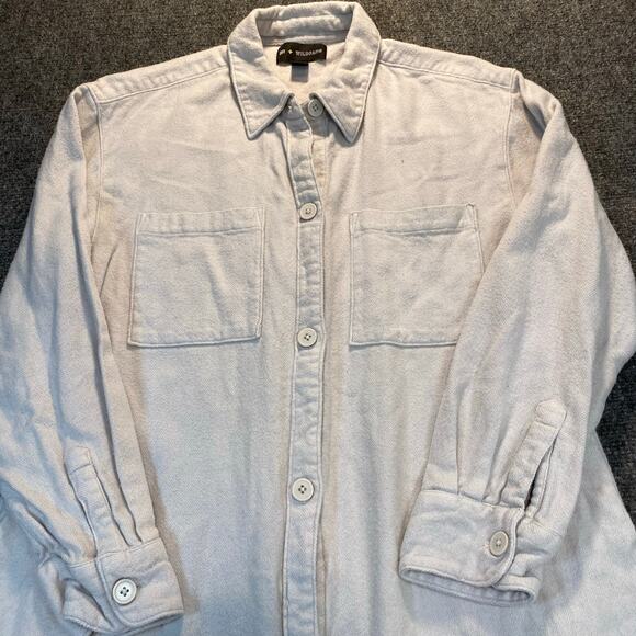 BP. X Wildfang Womens Medium Ivory Cotton Long Sleeve Shirt Dress Maxi - Picture 2 of 9